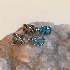 Blue Topaz Diamond Earrings